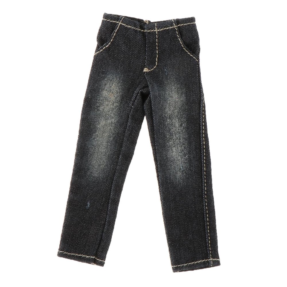 1/12 Scale Men Jeans for 6 Inch Action Figures, Miniature Doll Clothes Costume, Handmade Black Denim Pants for Male Doll Models
