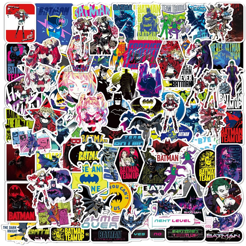 100PCS Batman Series Stickers Official Licensed Premium Decals for Kids Adults, Decals for Laptop, Water Bottle, Party Favors, School Supplies- Classic Designs (0021+0030)