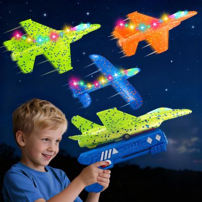 3 Pack Airplane Launcher Toys, 13.2 inch LED foam 2025 F-15 Eagle fighter jet  Glider Catapult Plane for Boys, Flying Toys Christmas Birthday gifts for Boys Girls 4 5 6 7 8 9 10 11 12 Year Old