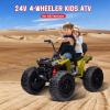 24V Kids Ride-On Car Toy All-Terrain ATV with Parental Remote Control Puncture Proof Tires and LED Lights Ideal Gift for Children Ages 3-8, Green view 4