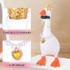 Sinbana 3 Set 7in/18cm Desk Goose Outfits, Including Pearl Necklace & Crystal Crown with Adjustment Rope for Personalized Goose Sculpture Decoration view 4