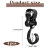 4 PCS Stroller Hooks for Bags, Walker Hook Hanging, 360 Rotation Stroller Bag Hook Accessories for Walker, Shopping Cart, Car Back Seat (Black) view 2