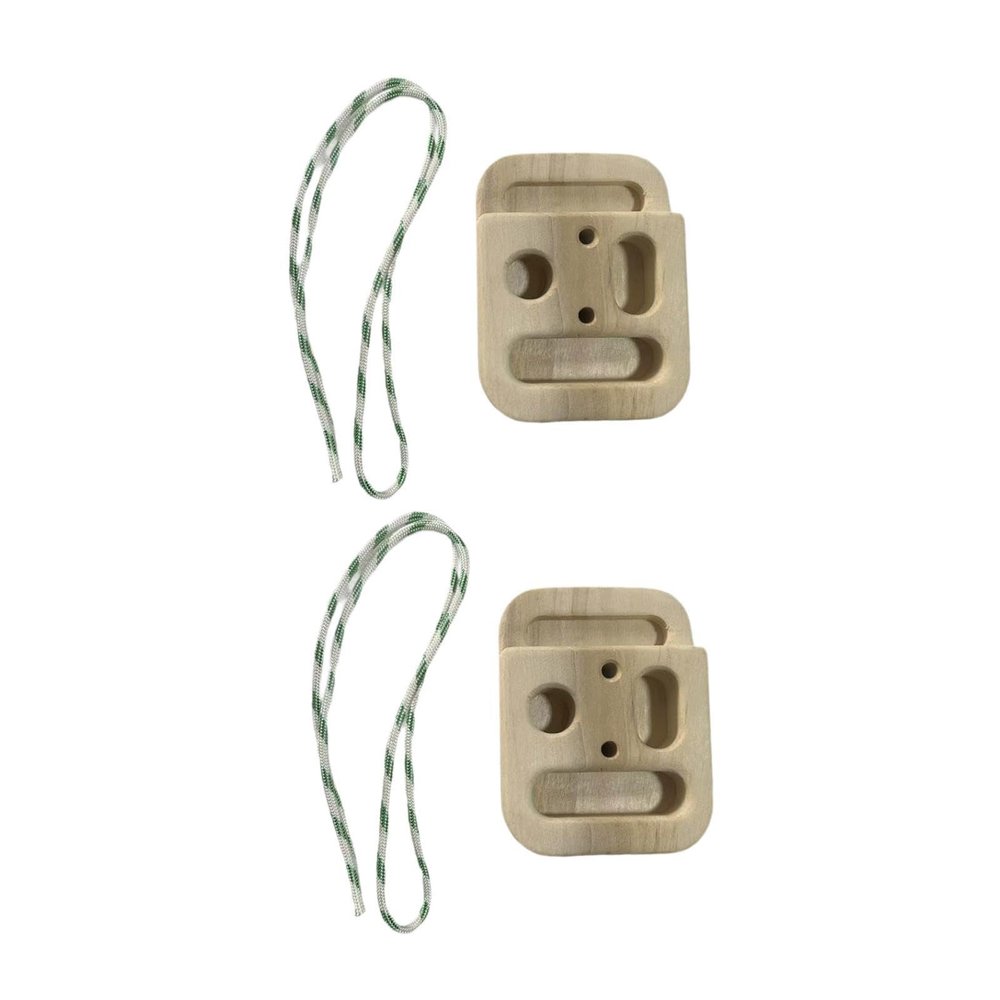 2 Climbing Hangboards with Ropes - Wooden Rock Climbing Training Board for Finger Strength, Grip Training, Door Mount Pull Up Board 4.33x5.71x1.77inch