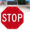 Memykoy 24/32 inch Stop Sign, Solar Powered LED Flashing Stop Sign, Aluminum Octagon Road Signs Traffic LED Blinking Street, Lighted Illumanated Led Light Traffic Road Signs 80cm(32in) view 1