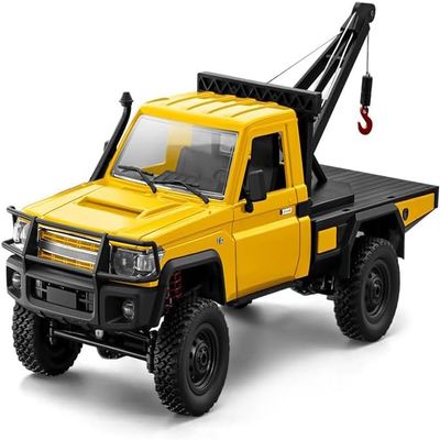 1/12 Scale RC Crawler Car - 2.4G Full Proportional 4WD Remote Control Vehicle with Functional Crane & Liftable Hook, 2-Speed Transmission (Ready-to-Run) (Yellow)