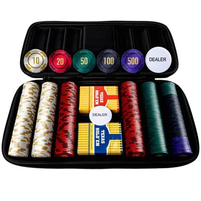GOODEASY 10g Ceramic Poker Chip Set 300PCS  Professional Casino-Grade Poker Set with 2 Decks of Cards & Lightweight EVA Carrying Case, Ideal for Home Games and Gifts