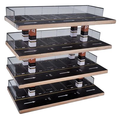 1/64 Wooden Parking Lot Model Miniature Car Garage Display with Acrylic Case, Wall Mountable Collector Accessory 12.99x6.29x12.59inch