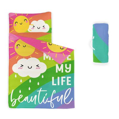 Smell Sunshine Nap Mat - Rainbow Cartoon Weather Sleeping Bag with Removable Pillow- Nap Mat Set for Boys Girls(Cartoon Weather Standard)