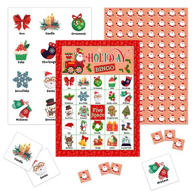 KFNER Christmas Holiday Bingo Game - Winter Bingo Card - 24 Players Bingo Game Set Indoor Outdoor Activities - Christmas, New Year Party Favors Supplies -A12