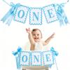 1st Birthday Decorations for Boy, Blue Bow First High Chair Banner, Handmade One Year Old Birthday Docorations, Wall Hangings Photoshoot Props Photo Props view 1