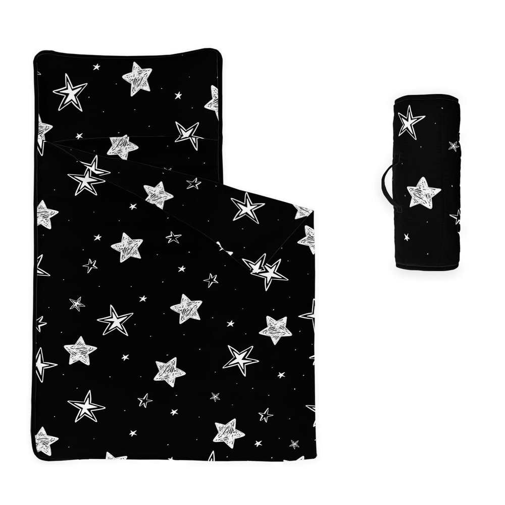 Smell Sunshine Nap Mat - White Graffiti Stars Sleeping Bag with Removable Pillow- Nap Mat Set for Boys Girls(White Graffiti Stars Large)