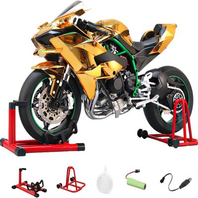 1/6 Scale Alloy Dynamic Motorcycle Model with Realistic Ignition, Smoke Spray, Sound & Light Effects, Collectible Diecast Motorbike for Adult Enthusiasts