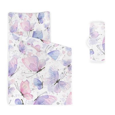 Smell Sunshine Nap Mat - Pink Purple Gradient Butterfly Sleeping Bag with Removable Pillow- Nap Mat Set for Boys Girls(Gradient Butterfly Large)