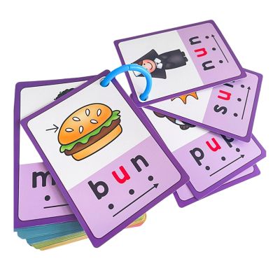 apcans Kids CVC Words Learning Cards Phonics Learning Flashcards Set Educational Toy for English Reading Writing Skills