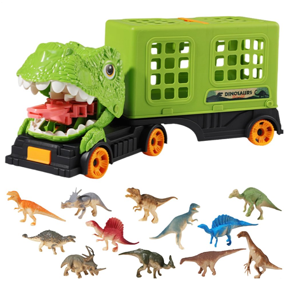 Toy Dinosaur Truck - Large Transport Transporter, Educational Vehicle, Realistic Figures, Heavy Duty Car Carrier | Creative Simulation Player For Boys Girl