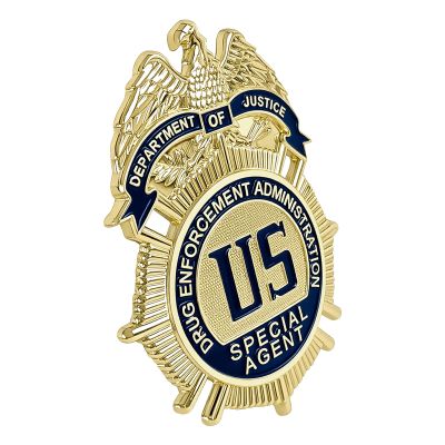 Badge for Dressing up and Role Play, Cop Cosplay Costume Accessory, Enameled & Plated, Nickel-Brass Opulent Shield Badge with Gift Box Packaging, Style4