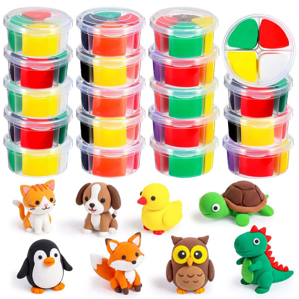 Capoda Air Dry Clay 18 pcs DIY Clay Craft Kit Modeling Clays Valentines Day Party Favors for Kids Stocking Stuffers Home School Holiday Classroom Party Activities Supplies