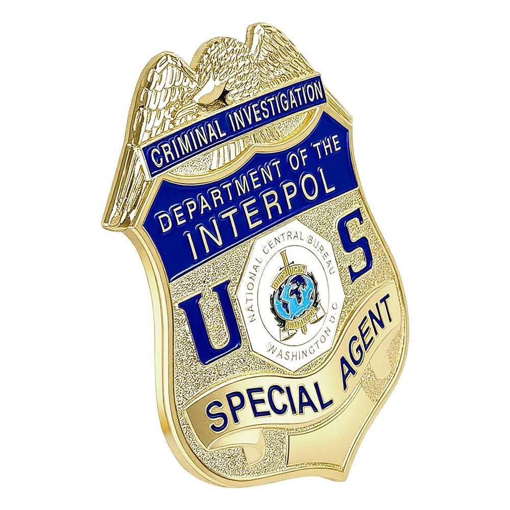 Badge for Dressing up and Role Play, Cop Cosplay Costume Accessory, Enameled & Plated, Nickel-Brass Opulent Shield Badge with Gift Box Packaging, Style1