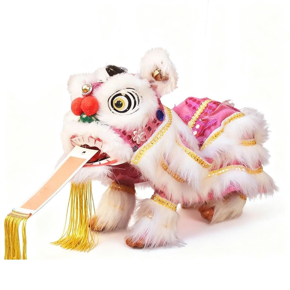 Chinese Lion Hand String Puppet with Rod, Chinese Marionette Lion Ornament Traditional, Asian Figurine Puppet, Pull String P-uppet Marionette P-uppet, for Holiday Party