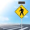 24x24inch Solar Powered Pedestrian Crossing Sign, Flashing LED Highlight Road Traffic Blinking Street Warning Sign with Accessories, for Road Community Park School Urban view 1