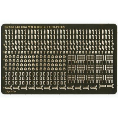 1/700 Scale WWII US Navy Ship Deck Equipment Photo-Etched Metal Upgrade Set for Battleship and Carrier Model Kits