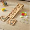 Wooden Marble Run Track Wind Race Machine Set Wooden Maze Board Ball Run Montessori Gift for Kids Wave Course Winding Track Toy view 4