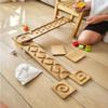 Wooden Marble Run Track Set of 2 Whirlpol+Rocks Race Machine Set Wooden Maze Board Ball Run Montessori STEM Toy Gift for Kids Wave Course Winding Roller Track Game view 4