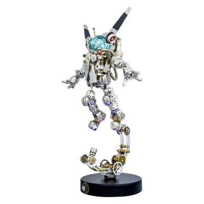 3D Metal Puzzle Mechanical Steampunk Aerospace Rabbit Model with Lights & Stand, 500CS Collectible Desk Decor & Creative for Adults & Teens