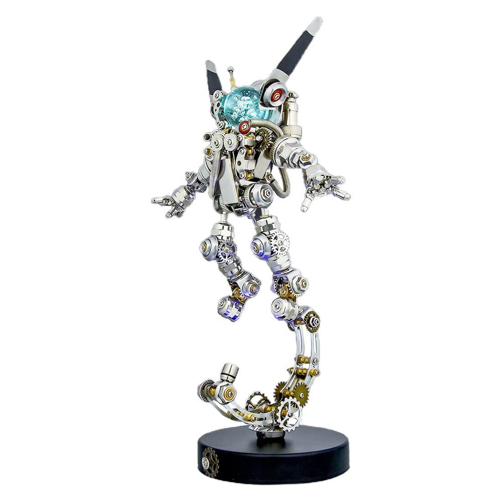 3D Metal Puzzle Mechanical Steampunk Aerospace Rabbit Model with Lights & Stand, 500CS Collectible Desk Decor & Creative for Adults & Teens