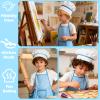 MEIDAYAI Kid Apron and Chef Hat Set, 2 Pcs Adjustable Unisex Cooking Costume for Boys & Girls, Pretend Play Kitchen Toys for Toddlers 3-8, Fun Educational Gift (Blue) view 4