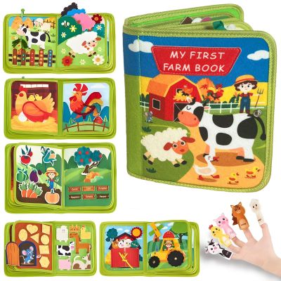 Busy Board for Toddlers 1-3 Sensory Busy Book for 1+ Year Old Boys Girls Montessori Learning Activity Books Birthday Christmas Toddler Gift (Farm)