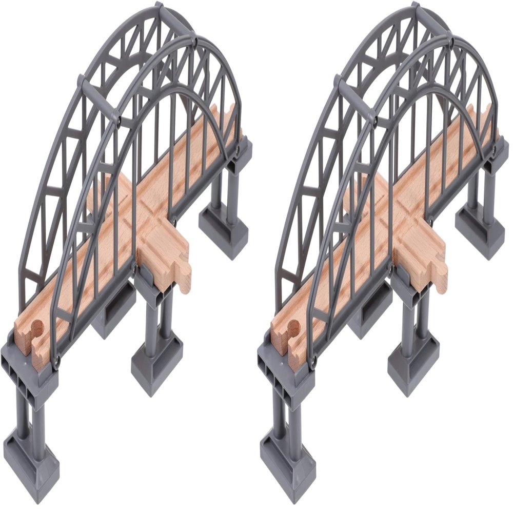 Toyvian Toy Train Bridge Accessory Train Track Railway Toy Toddlers Playtime Train Scene Layout Props Train Bridge Model Ages (Pack of 2)