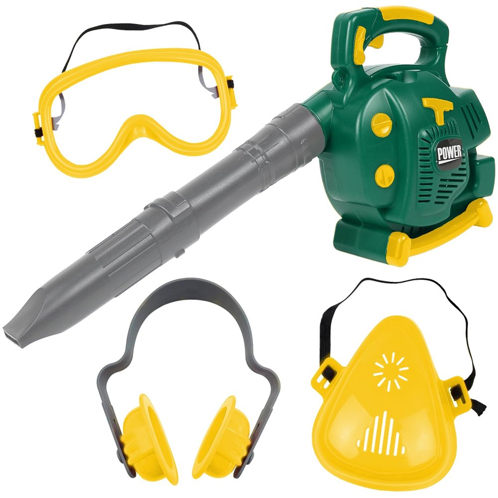 TeganPlay Kids Leaf Blower | Toddler Landscaping Gardening Tools and Equipments | Includes Mask Safety Goggles and Earmuffs