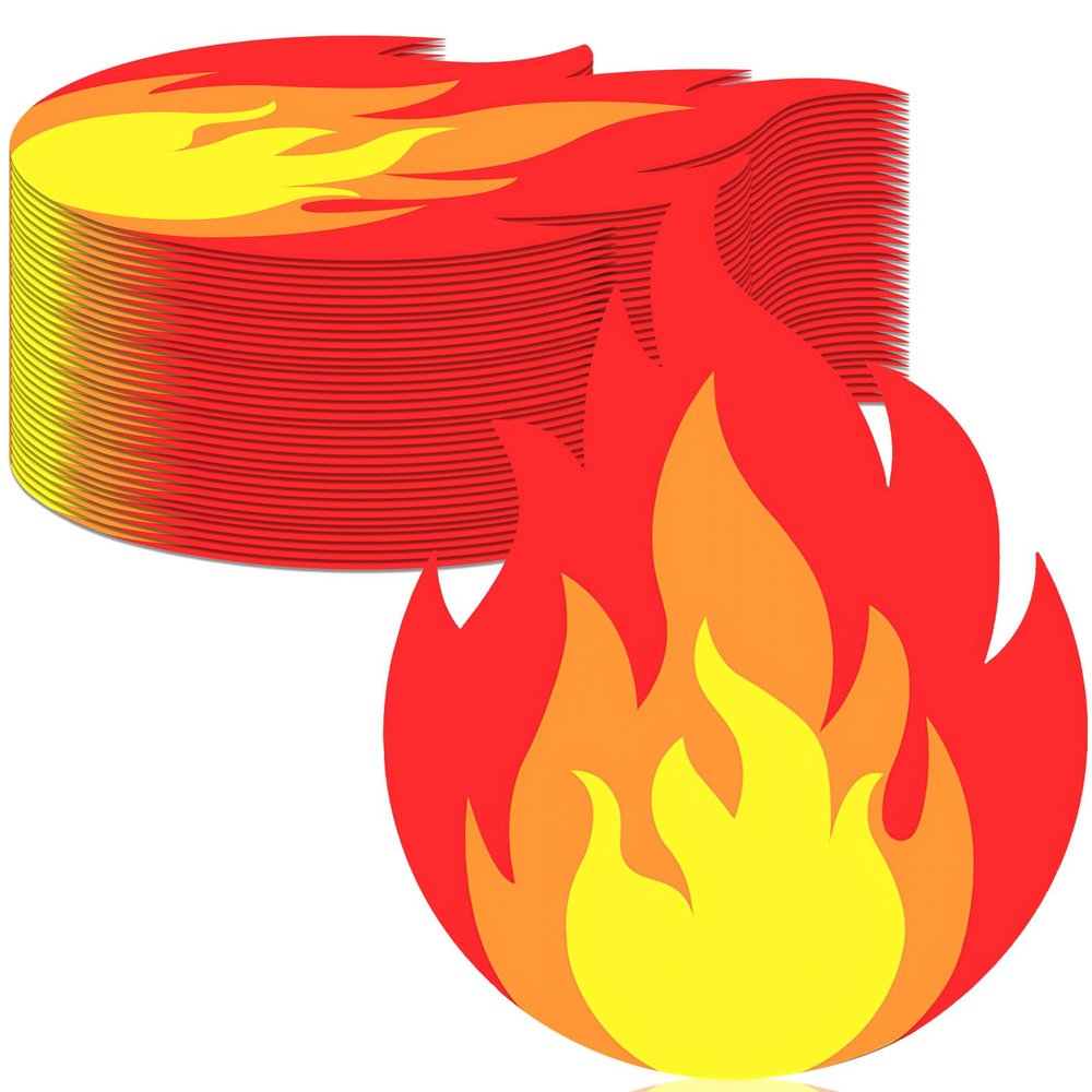 100 Pcs Fire Napkins 6.5 Inch Flame Napkins Napkins Disposable Paper for Firefighter Fire Truck Birthday Pentecost Fireman Graduation Bonfire Survivor Picnic BBQ Party Supplies (Flame Napkins)
