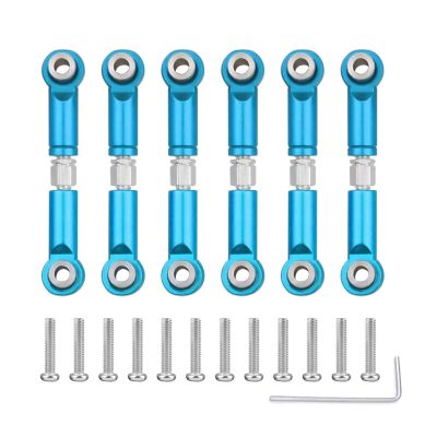 RC Car Accessories Compatible with Wltoys A959 A959-B A949 A969 A979 K929 1/18 RC Car Upgrades Parts Accessorie Metal Front Rear Tie Rod Linkage Servo Set(Blue)