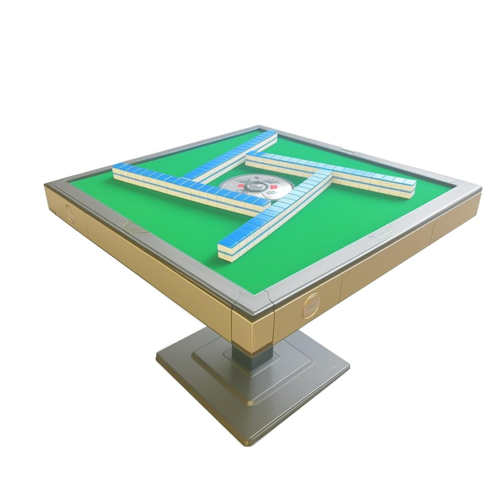 Auto Foldable Mahjong Table for Jewish/Chinese/Japanese/Taiwanese Rules - Ultra Thin Electric Shuffling Machine with 10,000+ Cycles, 42mm Tiles & Chess Mat (Easy Assembly) (Champagne Color)