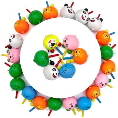 Zaleny Animal Wooden Spinning Tops Wood Spin Tops Novelty Gyroscope Handmade Painted Spinners for Kids Toddlers 48 Pcs
