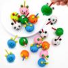 Zaleny Animal Wooden Spinning Tops Wood Spin Tops Novelty Gyroscope Handmade Painted Spinners for Kids Toddlers 48 Pcs view 4