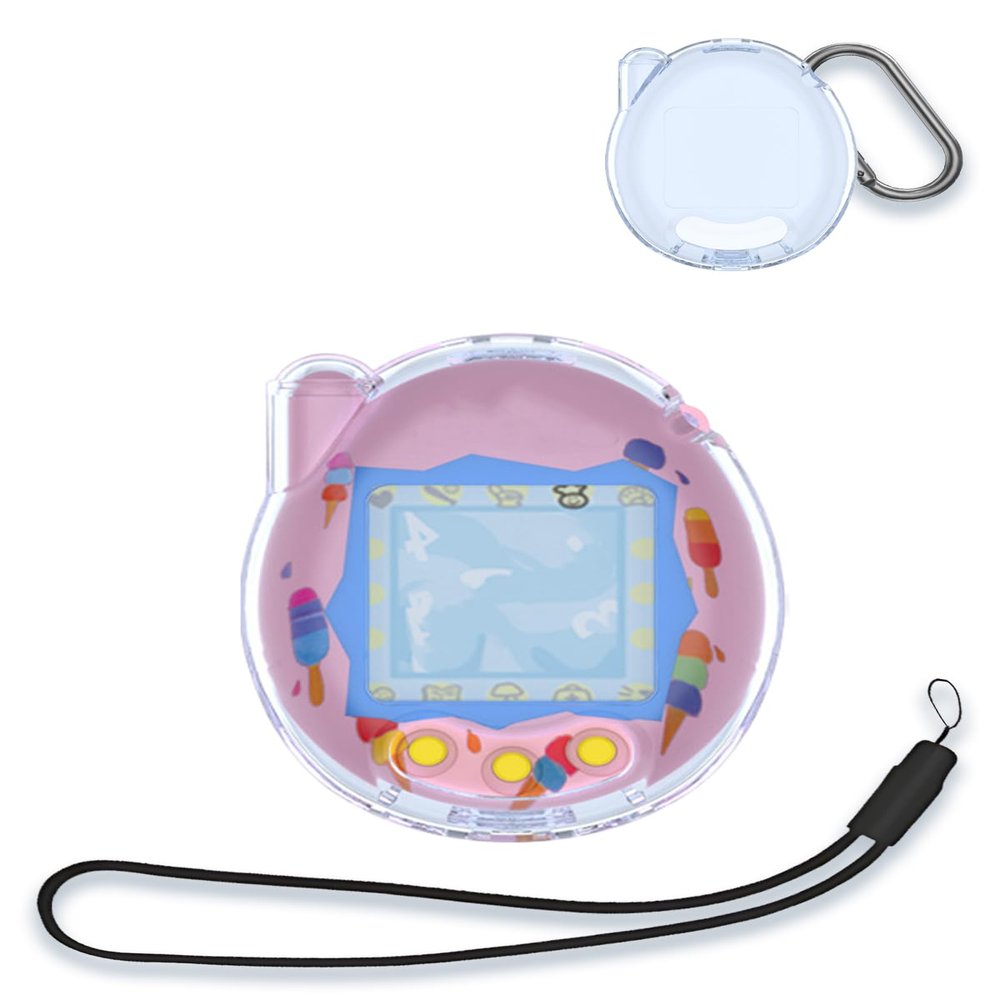 for Tamagotchi Connection Case Cover,WUNIAK Design Kid Friendly PC Protective Portable Scratch Shock Resistant Shell with Lanyard for Tamagotchi,Transparent Blue.