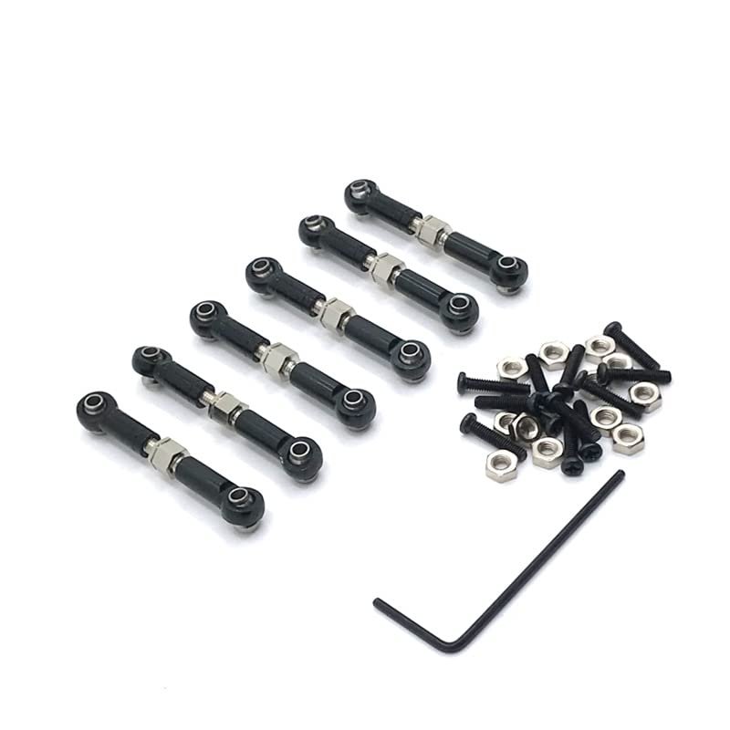 Adjustable Linkage Rod Set Compatible with WL A949/A959/A969 RC Models, CNC Alloy Steering Upgrade Parts(Black)