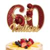 Personalized Party Decoration Custom Man Woman Name And Age Rose Decoration Topper With Name Custom Metal Style Acrylic Party Cake Topper Customized 60th Birth Date Cake Rose Decor view 1