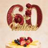 Personalized Party Decoration Custom Man Woman Name And Age Rose Decoration Topper With Name Custom Metal Style Acrylic Party Cake Topper Customized 60th Birth Date Cake Rose Decor view 2