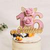 Personalized Party Decoration Custom Man Woman Name And Age Rose Decoration Topper With Name Custom Metal Style Acrylic Party Cake Topper Customized 60th Birth Date Cake Rose Decor view 3