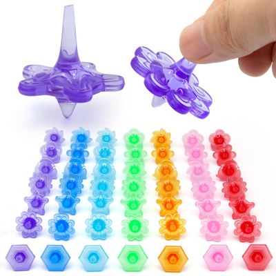 Zaleny 200 Pcs Acrylic Spinning Tops Bulk Colorful Crystal Fidget Tops Assorted Gem Spinners Gyros for Kids Gifts Party Favors