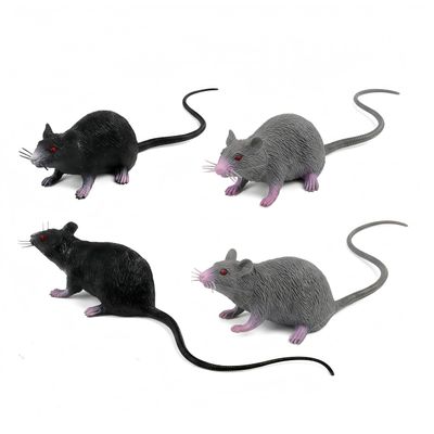 4 PCS Small Fake Rat Toy, Plastic Mouse Toys Realistic Rat Prank Props for April Fool's Day Party Supplies, 8.65X1.77X1.38in (Black, Gray)