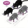 4 PCS Small Fake Rat Toy, Plastic Mouse Toys Realistic Rat Prank Props for April Fool's Day Party Supplies, 8.65X1.77X1.38in (Black, Gray) view 2