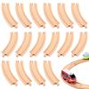 Liliful Pack of 16 Wooden Train Tracks Expansion Pack Male-Male Female-Female Train Track for Most Wooden Railway (Curved) view 1