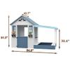 Kids Playhouse with Sandbox, Wooden Outdoor Cottage Play House with Sand Pit for Backyard Garden Ages 3 to 10 Years Old (Grey) view 2