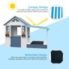 Kids Playhouse with Sandbox, Wooden Outdoor Cottage Play House with Sand Pit for Backyard Garden Ages 3 to 10 Years Old (Grey) view 3
