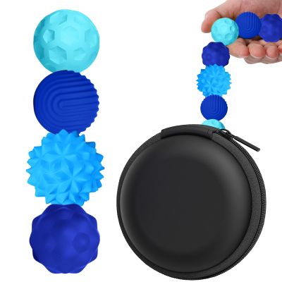 BUSOHA Silicone Fidget Balls - 4 Pack Fidget Toys Stress Balls for Adults Sensory Stone Travel Toys for Calming,Autism and ADHD,Gifts for Teens ,Blue